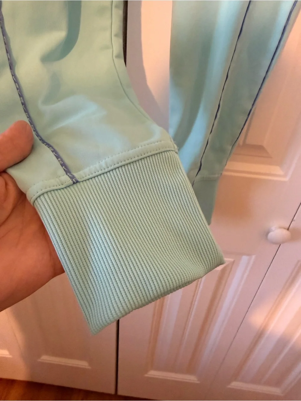 Nike Kids light teal blue Joggers with Blue Piping